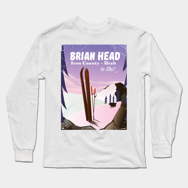 Brian Head Ski Utah Ski poster Long Sleeve T-Shirt by nickemporium1